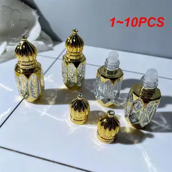 1-10 бр., 6 мл, луксозни златни флакони за парфюми за еднократна употреба, стъклена бутилка за етерично масло в роли, празен тест-проба козметика