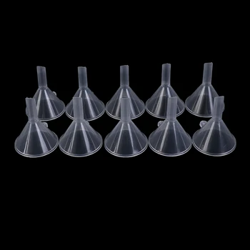 10 бр. прозрачни мини-воронок, малки пластмасови бутилки с бутылочным гърло, опаковъчен инструмент