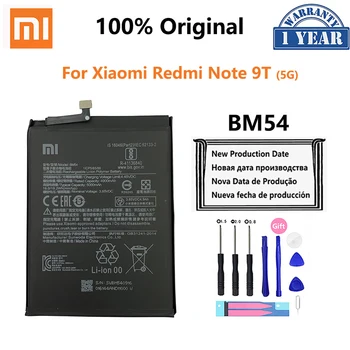 100% Оригинална батерия на телефона, Въведете Mi BM54 5000 ма за Xiaomi Redmi Note 9T Note9T 5G Сменяеми батерии Bateria