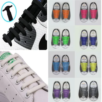 16 Бр Силикон Еластичен ремък Творчески Мързеливи връзките на обувките без вратовръзка, чрез шнурове на Детски маратонки за възрастни Бързо шнурование обувки 2022