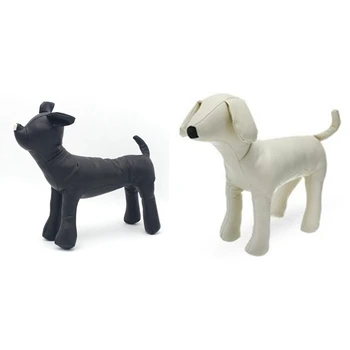 2 кожени манекен за кучета в изправено положение, играчки за кучета, манекен за показване в магазин за домашни любимци, черен S & M