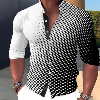 2023 Есенни нови мъжки ризи в стил ретро, ежедневни ризи, леки луксозни блузи с дълъг ръкав и шарките, мъжки дрехи, риза и жилетка