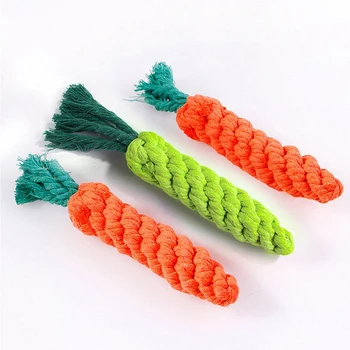 24-см играчка за дъвчене за домашни любимци, памучни въжета, възел, морков играчка, ръчно моларна играчка, за да проверите за обучение почистване на зъбите на домашните кучета