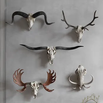3D моделиране на животното, коза, бик, крава, черепа, украса на главата, смола, Стенен декор за Хелоуин, Аксесоари за украса на дома