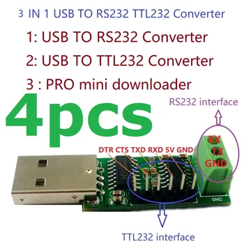 4x UD67A01 Конвертор от сериен порт USB към RS232 TTL232 TXD GND RXD CTS DTR WIN10 CH340 SP232 MAX232