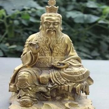 8-инчов китайската Латунная Каменна Статуя на Основателя на даоизма Лаоцзе Лаоцзюня Лаоцзы Безсмъртен Бог Сита