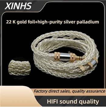 8-ядрена фолио XINHS от 22-каратово злато + кабел за обновяване на слушалките от сребро с висока чистота и паладий