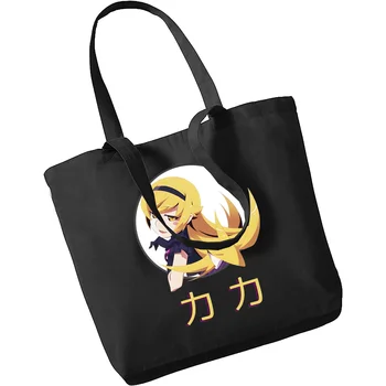 Bakemonogatari Senjougahara Oshino Shinobu Холщовая чанта Дамски чанти за пазаруване, модни холщовые чанти за пазаруване с голям капацитет