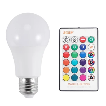 E27 Интелигентна Контролна лампа Led RGB Light Dimmable 7W RGBW Led лампа с цветна замяна крушка Led Lampada RGBW White Decor Home