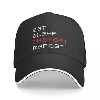 Eat Sleep ChatGPT Repeat ChatGPT Солнцезащитная шапка козирка Хип-хоп Шапки Ковбойская шапка Заострени шапки