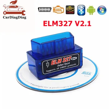ELM 327 Bluetooth V2.1 OBD2 Диагностичен Скенер БТ ELM327 V 2.1 За КОМПЮТЪР с Android ELM327 V2.1 Четец на код на Инструмента за Диагностика на Автомобили