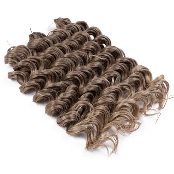 FASHION IDOL Дълбоки къдрава коса Passion Twist, свързани с кука, синтетични 24-цолови опашка за коса разширения, омбре, Сиво ширити, удължаване на коса за жени