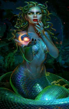 JMINE Div 5D Медуза на богинята Змия Жена-фея, пълна с диамантени живопис, комплекти за кръстат бод, художествен портрет, 3D боя диаманти