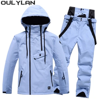 Oulylan, водоустойчив зимна костюм за мъже, дамски зимен ски костюми, облекло за сноуборд, ски комплекти, зимни якета и панталони