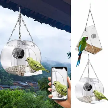 Автоматично Къща за откриване на птици с камера, Нова Ясла за птици с камера уведомление приложения 720P HD, с вграден микрофон, Птичи къща