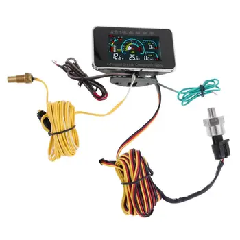 Автомобилна цифров LCD АЛАРМА 4 В 1 С датчик за налягане Волтметър Волта Температурата на водата, Налягане на маслото Датчик за горивото Датчик за температура 4XFD