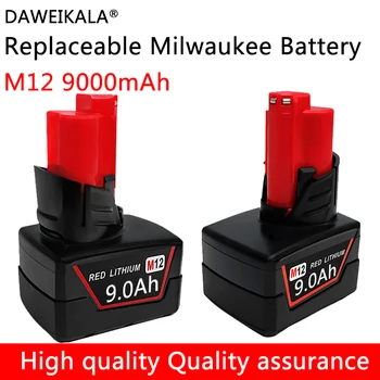 Акумулаторна Батерия 12V 9000mAh за Безжични Инструменти Milwaukee M12 X 48-11-2402 48-11-2411 Батерии 48-11-2401 MIL-12A-L