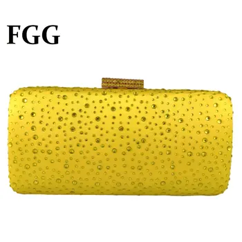Бутиков хотел De FGG Дамски официални дамски чанти от жълт кристал, портмонета и чанти с кристали, клатч за младоженци