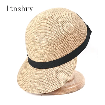 Годишна Жена однотонная сламена шапка 2021 година, шапка с лента за конна езда, модни слънчеви шапки, ежедневни бейзболна шапка на открито, Регулируем Солнцезащитная шапка
