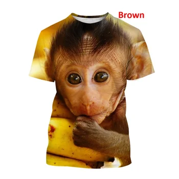 Горещи блузи, мъжки блузи, с красив стереоскопическим 3D принтом маймуни, блузи с къс ръкав