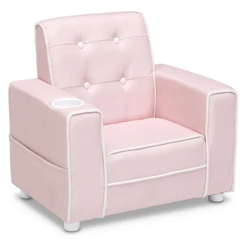 Детско меко кресло с подстаканником, розов