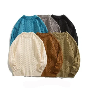 Есенно-зимния Нов пуловер от пържено тесто, мъжка модна марка, Безплатно, мързелив, с кръгло деколте, trend обикновен пуловер MZM259