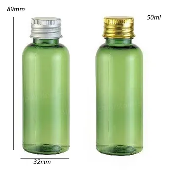 Зелена пластмасова бутилка с намалена отвор 30 x 50 мл с алуминиево покритие, контейнер за крем и лосион на 5/3 грама