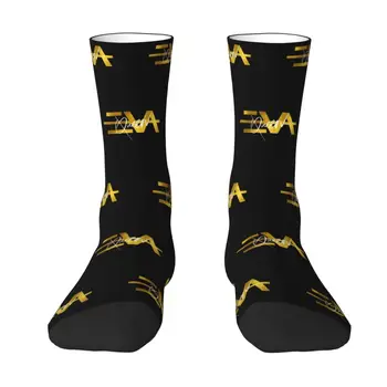Златни чорапи с логото на Eva Queen с забавен принтом за мъже и жени, Стрейчевые Летни Есенно-зимни Чорапи за екипажа