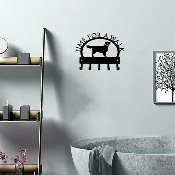 Золотистому ретриверу Време на разходка Закачалка за ключове, с монтиран на стената кука във формата на картини Държач за кърпи за баня над вратите,куки,