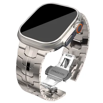 Каишка от неръждаема стомана за Apple Watch 9 8 7 41 45 мм 6/5/4/3 44 40 мм за iwatch Ultra 2 49 мм 38 42 мм Луксозна гривна Band Линк