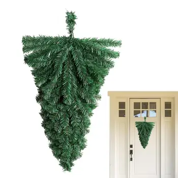 Коледно дърво с главата надолу, изкуствени врати завеси, украшения 18x10 инча, многократно PVC, Коледен врата орнамента за коледното парти