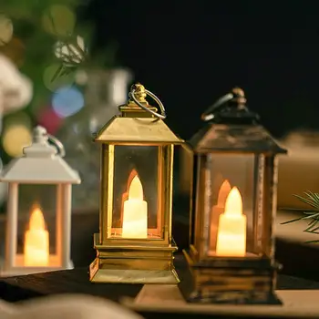 Красив лека нощ, пластмасов фенер, енергоспестяващ мини фенер с блещукащите led свещи, декорация подобрява атмосферата.