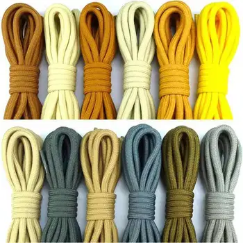 Кръгли шнурове от полиестер в черно, бяло и землисто-жълти цветове с дебелина 0,5 см, туристически обувки, кожени шнурове, спортни въжета