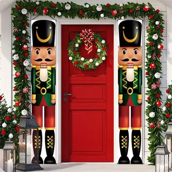 Лешникотрошачката Войници Врата Банер Декор 2023 Коледна Украса за Дома Коледни Висящи Украшения Навидад Noel Подаръци За Нова Година 2024
