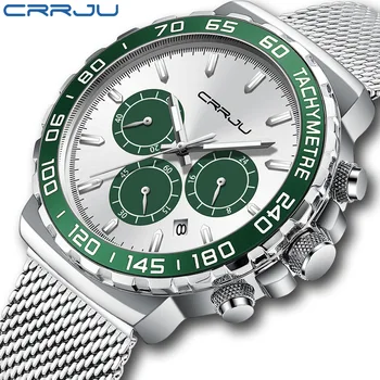 Маркови мъжки кварцов часовник с голям циферблат, модерен спортен хронограф, водоустойчив ръчни часовници, Водният призрак, зелени мъжки подарък ръчен часовник