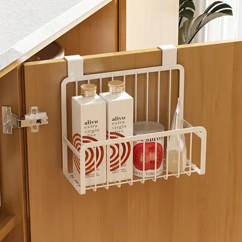 Многофункционална кошница за съхранение в банята, Кухненски органайзер за подправки, неща, просто подвесная кошница от неръждаема стомана, задвижваната кабинет