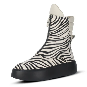 Нови мъжки обувки Zebra луксозни от конска кожа, моден тренд, универсална увеличена подметка