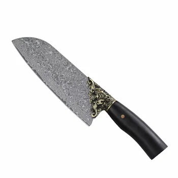 Нож Сантоку от 67-слойной дамасской стомана, остър нож за майстор-готвачи, кухненски ножове за барбекю ръчна работа, инструменти за приготвяне на храна с эбонитовой дръжка