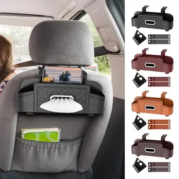 Органайзер за автомобилни седалки, кутия-органайзер за задната седалка на автомобила с притежателя на кърпички, непромокаеми, устойчиви на петна, тежкотоварни и аксесоари за интериора на колата