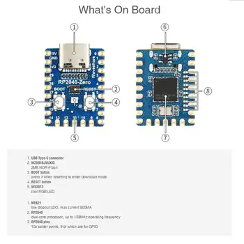Оригинален модул Raspberry Pi PICO development board RP2040-Zero mini microcontroller двуядрен процесор Cortex M0 + 2 MB FlashUSB