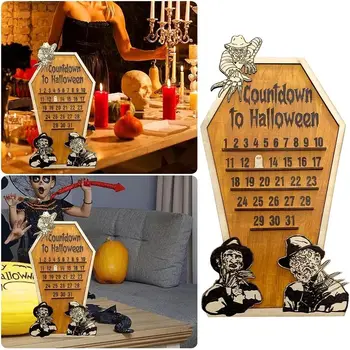 Подвижна Календар за обратно броене на Хелоуин, Фестивал на тиквата, Дървен стенен календар, Адвент-календар, парти