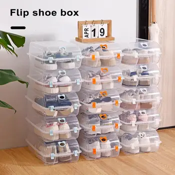 Прозрачна пластмасова кутия за обувки Компактни прозрачни кутии за съхранение на обувки с вентилационни отвори Организаторите за домашен кабинет