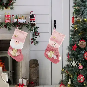 Разкриваща отглеждане за съхранение на играчки, за многократна употреба плюшени коледни чорапи с пайети, просторен Коледен подарък на дървото, за парти