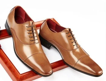 Размер 38-45 Мъжки модел обувки от волска кожа, британски официални обувки, черни oxfords, кафяви дерби
