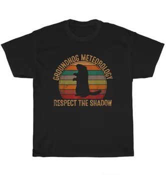 Реколта ретро тениска Respect the Shadow Groundhog Day с дълги ръкави в стил 