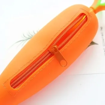 Силиконов калъф за дръжки във формата на моркови Kawaii, по-Голям капацитет, Забавна Индивидуална чанта, Детски подарък, Ученически Сладки Канцеларски материали