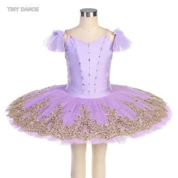 Сиреневая Предпрофессиональная Балетна Танцова пакетче за Момичета и Жени, Блинная Пакетче от твърда Тюл със златен Аппликацией, рокля-bodysuits BLL532