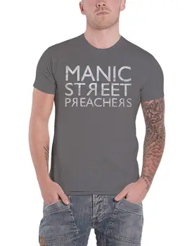 Тениска Маниакална Street Preachers с логото на групата в обратна посока, нова официална мъжка сива