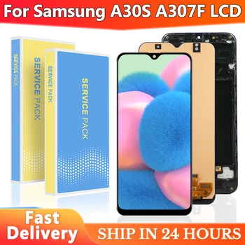 Тестван за Samsung A30S A307 LCD дисплей с touch Screen Digitizer в събирането на A307F A307FN A307G A307GN LCD дисплей с рамка