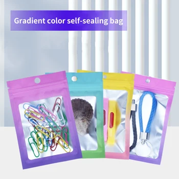 Цветни торбички с градиентным закопчаване с цип, Пластмасов Органайзер за бижута, Самоуплотняющаяся Опаковъчна чанта, мъниста за красота ноктите, Дрънкулки, Торбичка за подарък